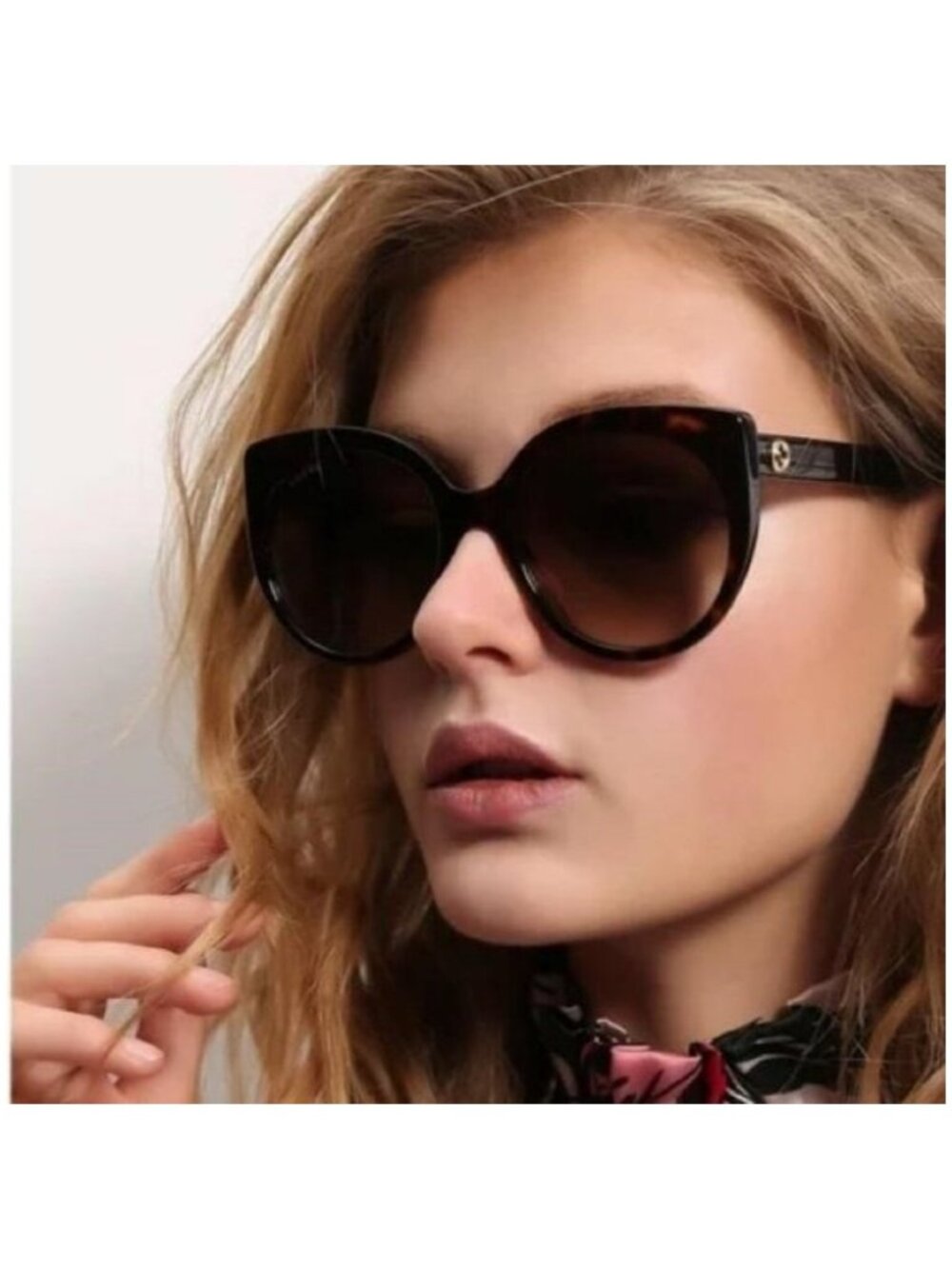 Gucci GG0325S Acetate Cat Eye Sunglasses Tortoise New